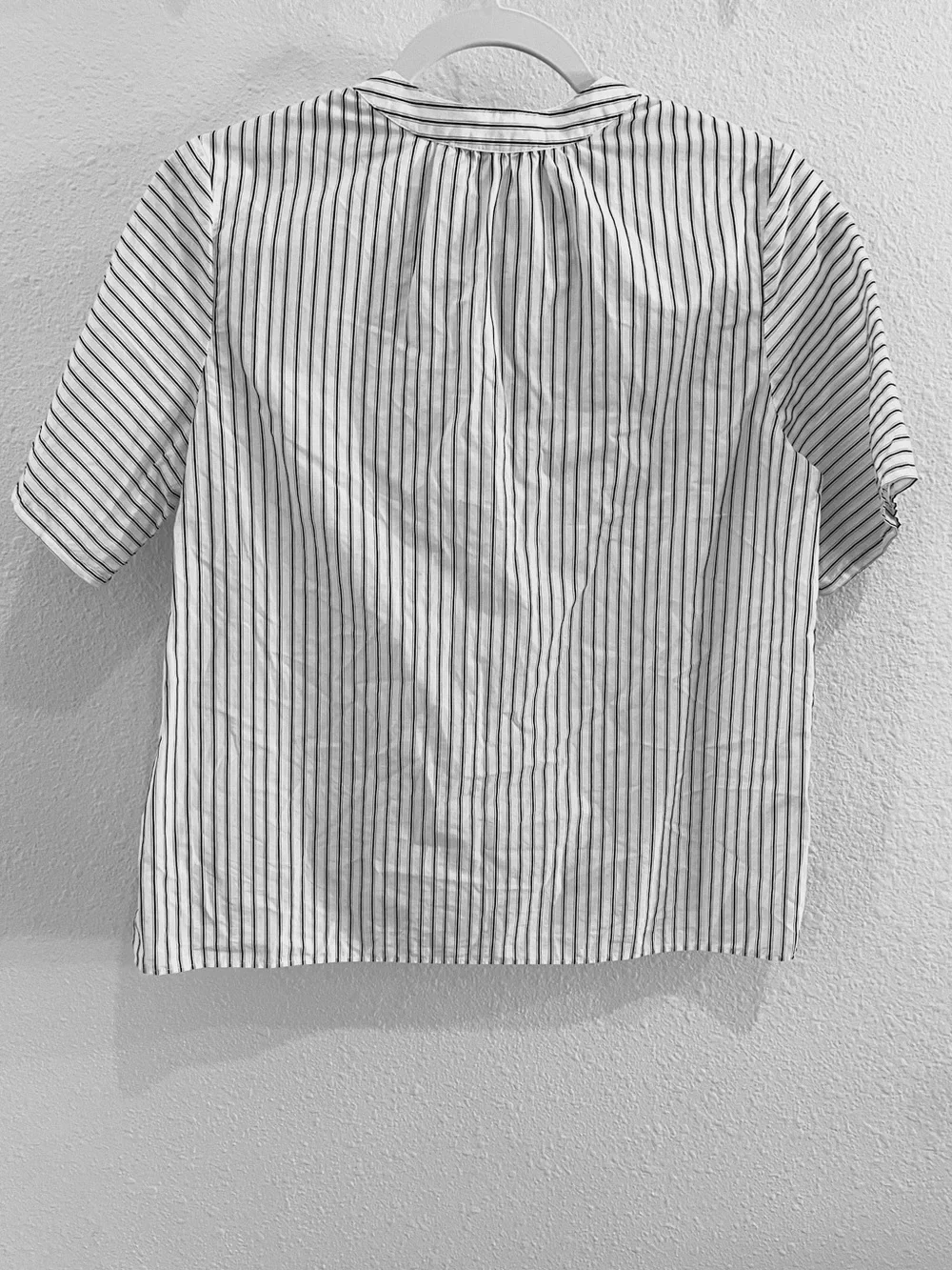 Madewell White Stripe Button Top Preppy Cotton Short Sleeve Essential Everyday